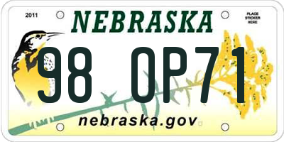 NE license plate 98OP71
