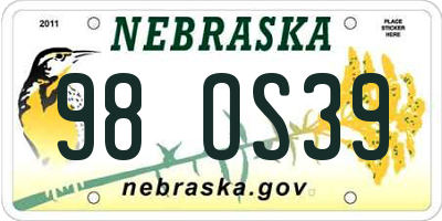 NE license plate 98OS39