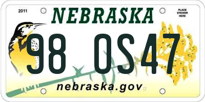 NE license plate 98OS47