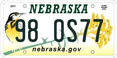 NE license plate 98OS77