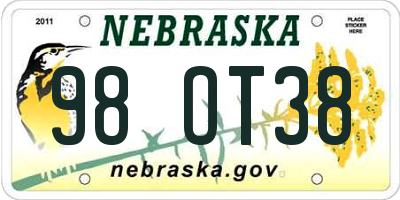 NE license plate 98OT38