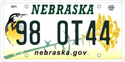 NE license plate 98OT44