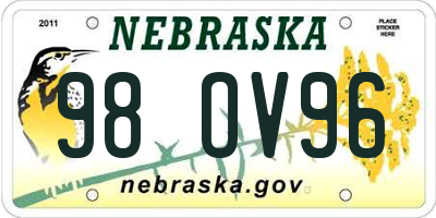 NE license plate 98OV96