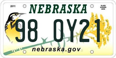 NE license plate 98OY21
