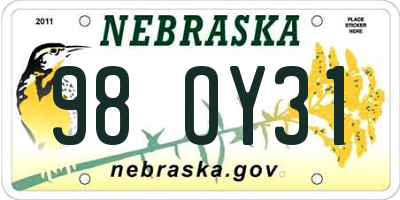 NE license plate 98OY31