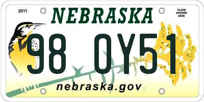 NE license plate 98OY51
