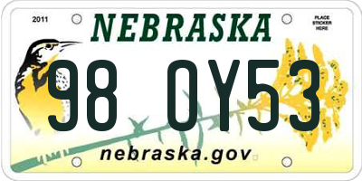 NE license plate 98OY53