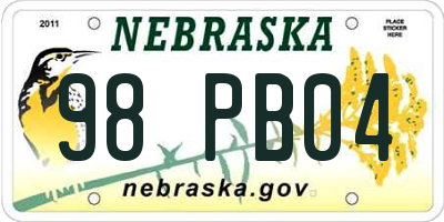 NE license plate 98PB04