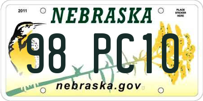 NE license plate 98PC10