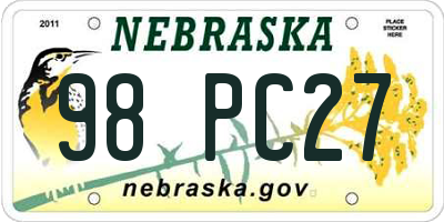 NE license plate 98PC27