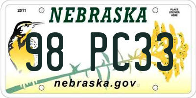 NE license plate 98PC33