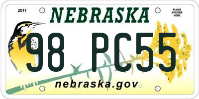 NE license plate 98PC55