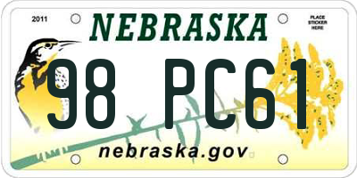NE license plate 98PC61