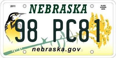 NE license plate 98PC81
