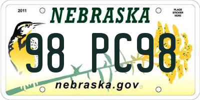 NE license plate 98PC98
