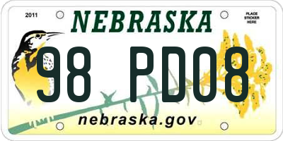 NE license plate 98PD08