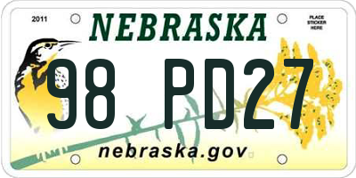 NE license plate 98PD27