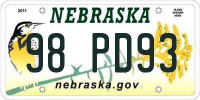 NE license plate 98PD93