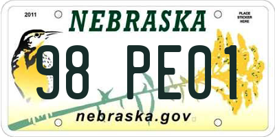 NE license plate 98PE01