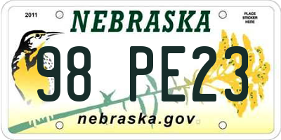 NE license plate 98PE23