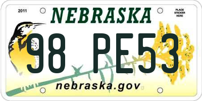 NE license plate 98PE53