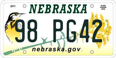 NE license plate 98PG42