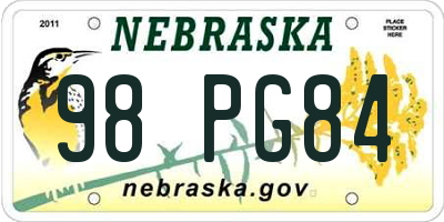 NE license plate 98PG84