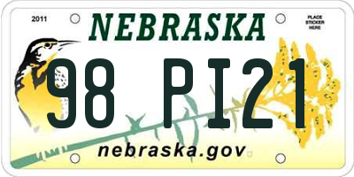 NE license plate 98PI21