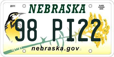 NE license plate 98PI22