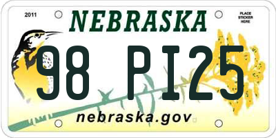 NE license plate 98PI25