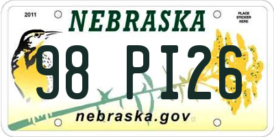 NE license plate 98PI26