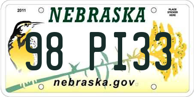NE license plate 98PI33