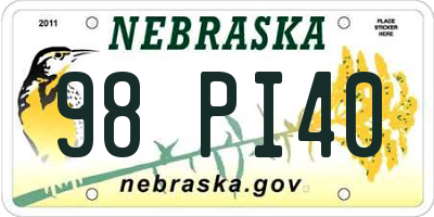 NE license plate 98PI40