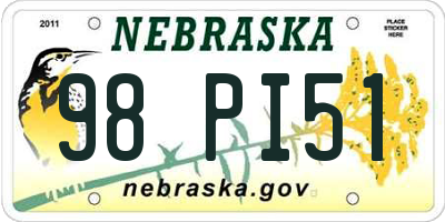 NE license plate 98PI51