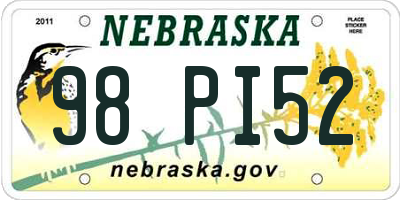 NE license plate 98PI52
