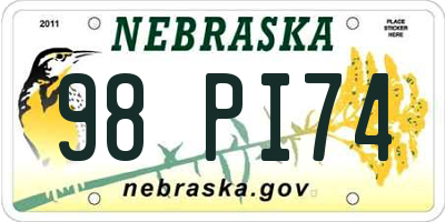 NE license plate 98PI74