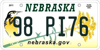 NE license plate 98PI76