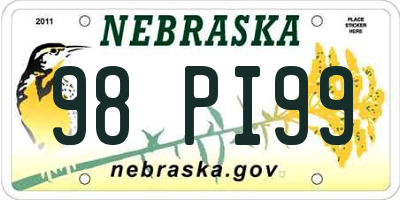NE license plate 98PI99