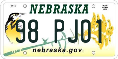 NE license plate 98PJ01