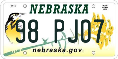 NE license plate 98PJ07
