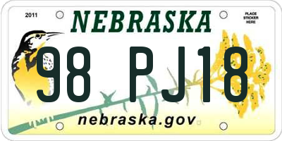 NE license plate 98PJ18