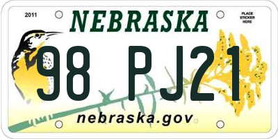 NE license plate 98PJ21