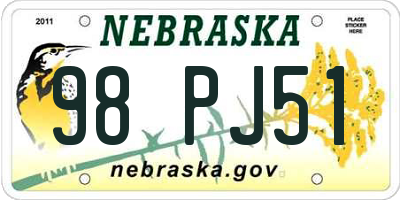 NE license plate 98PJ51