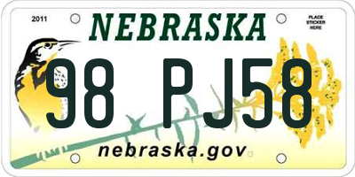 NE license plate 98PJ58