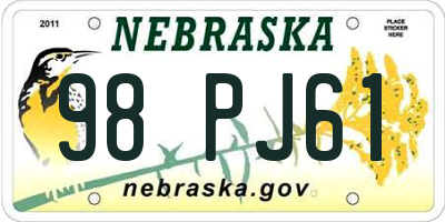 NE license plate 98PJ61