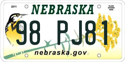 NE license plate 98PJ81