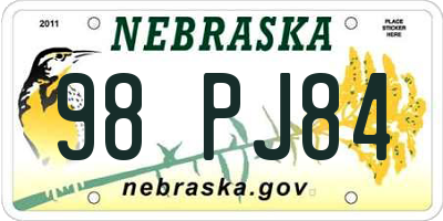 NE license plate 98PJ84