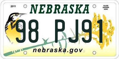 NE license plate 98PJ91