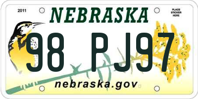NE license plate 98PJ97