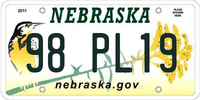 NE license plate 98PL19